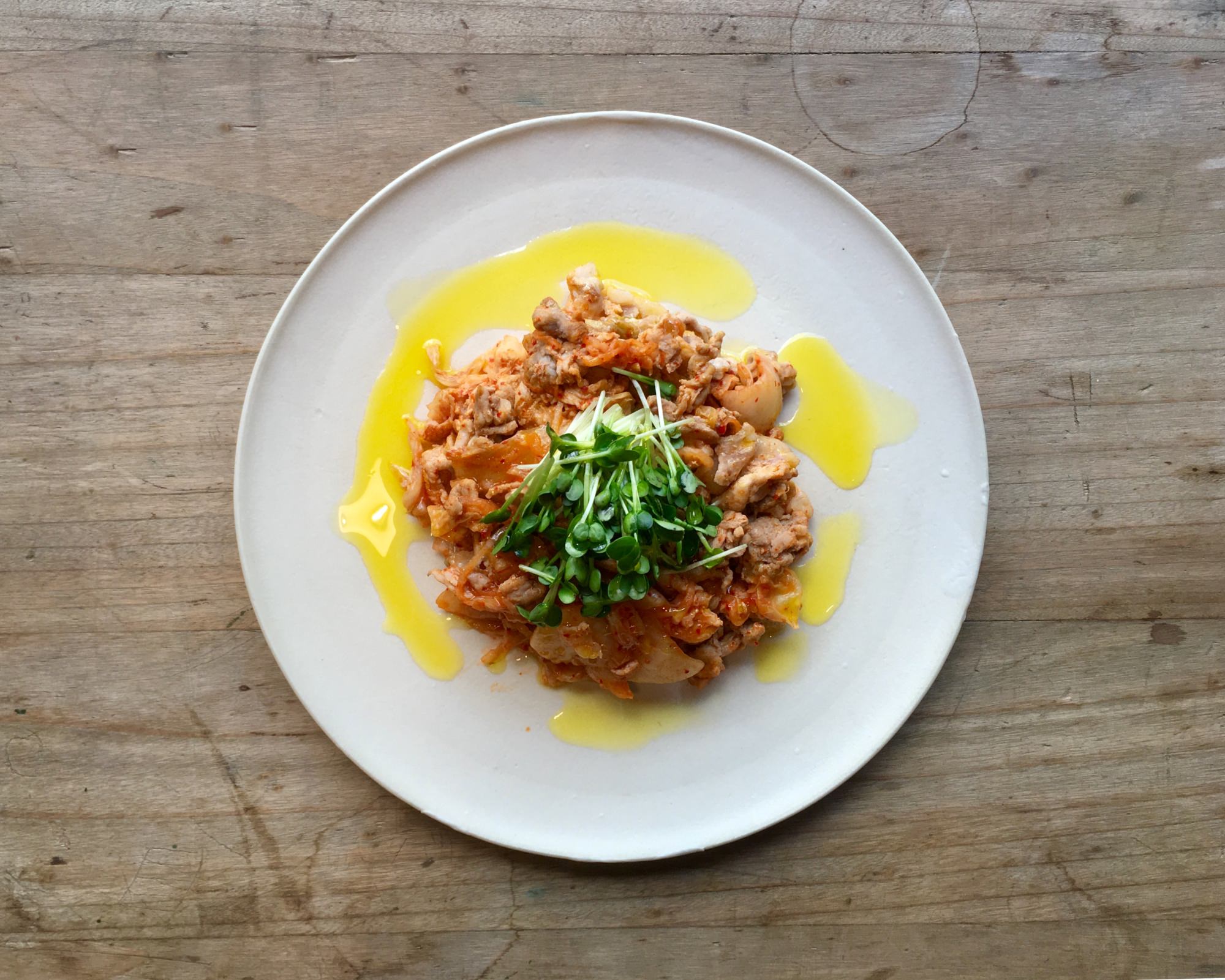 豚キムチオリーブオイルがけ | レシピ | オリーブオイル 通販 | olive